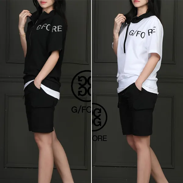 지포어 하프 슬리브 후드 티셔츠 3ps 상하 & 이너티 세트 -남여공용