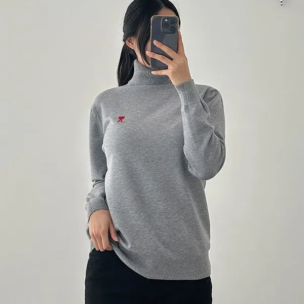 아미 수입고급 하트 로고 메리노 울 터틀넥 니트 #5063