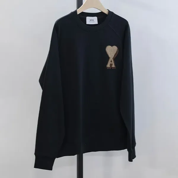 아미 빅 하트 로고 코튼 스웨트셔츠 블랙 #12592