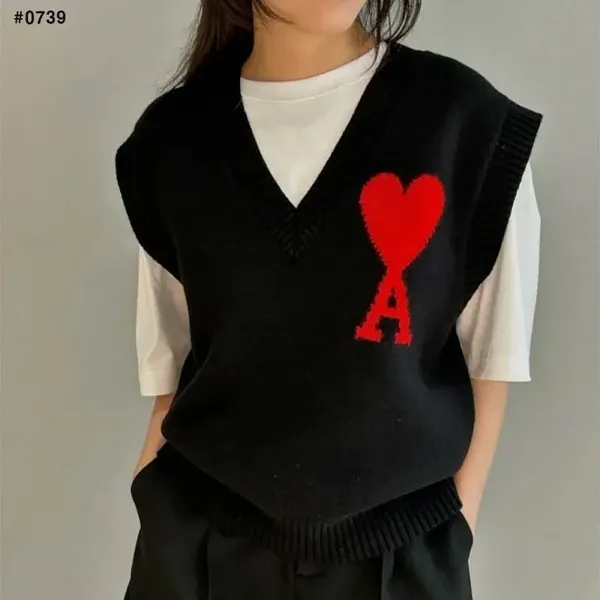 아미 빅하트 로고 슬리브리스 스웨터 레드 하트 🍀#0739