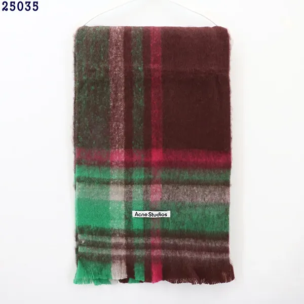아크네 스튜디오 모헤어 체크 스카프 그린브라운 #25035