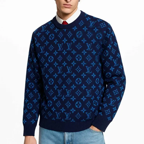 루이비통 블루 모노그램 자카드 울 니트 풀오버 🍀#7058