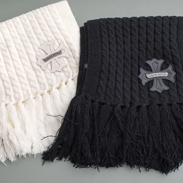 크롬하츠 레드 패치 니트 꽈배기 머플러 신상입고💢 #머플러 #12684